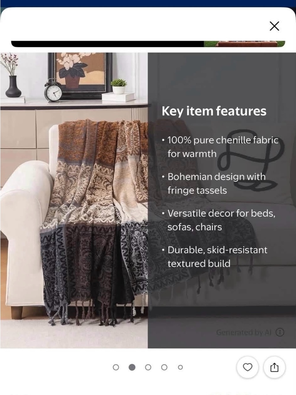 Bohemian Chenille Fringe Throw Blanket - Multi-Color
